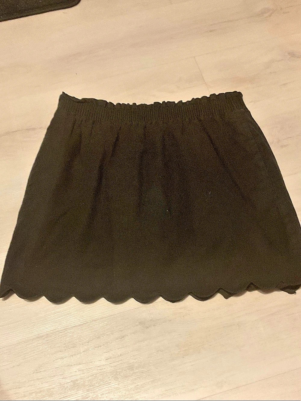 J.CREW Scalloped Linen-Cotton Skirt Mini Skirt Black Size 10